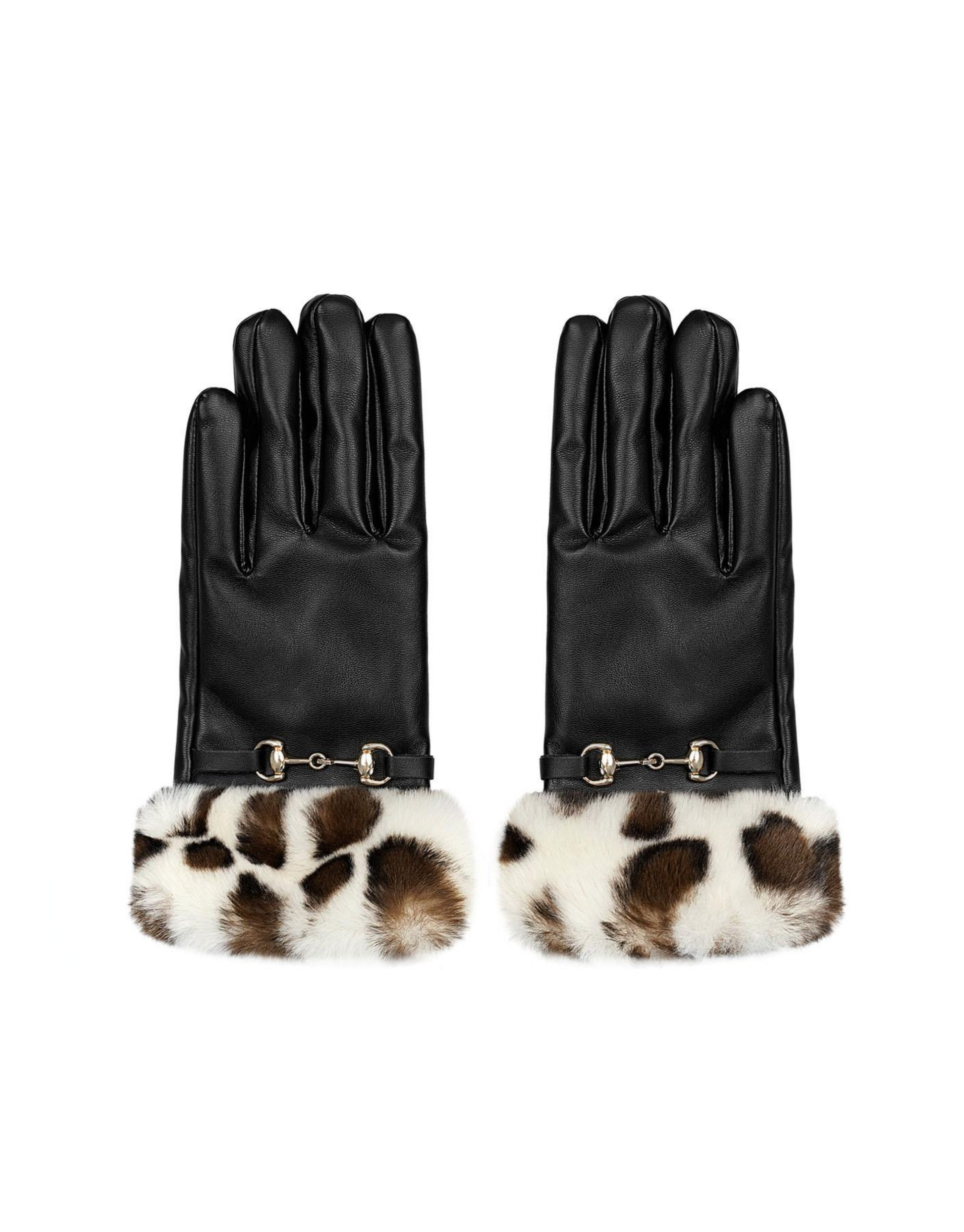 Skønne og varme handsker i faux fur med leopard pels.