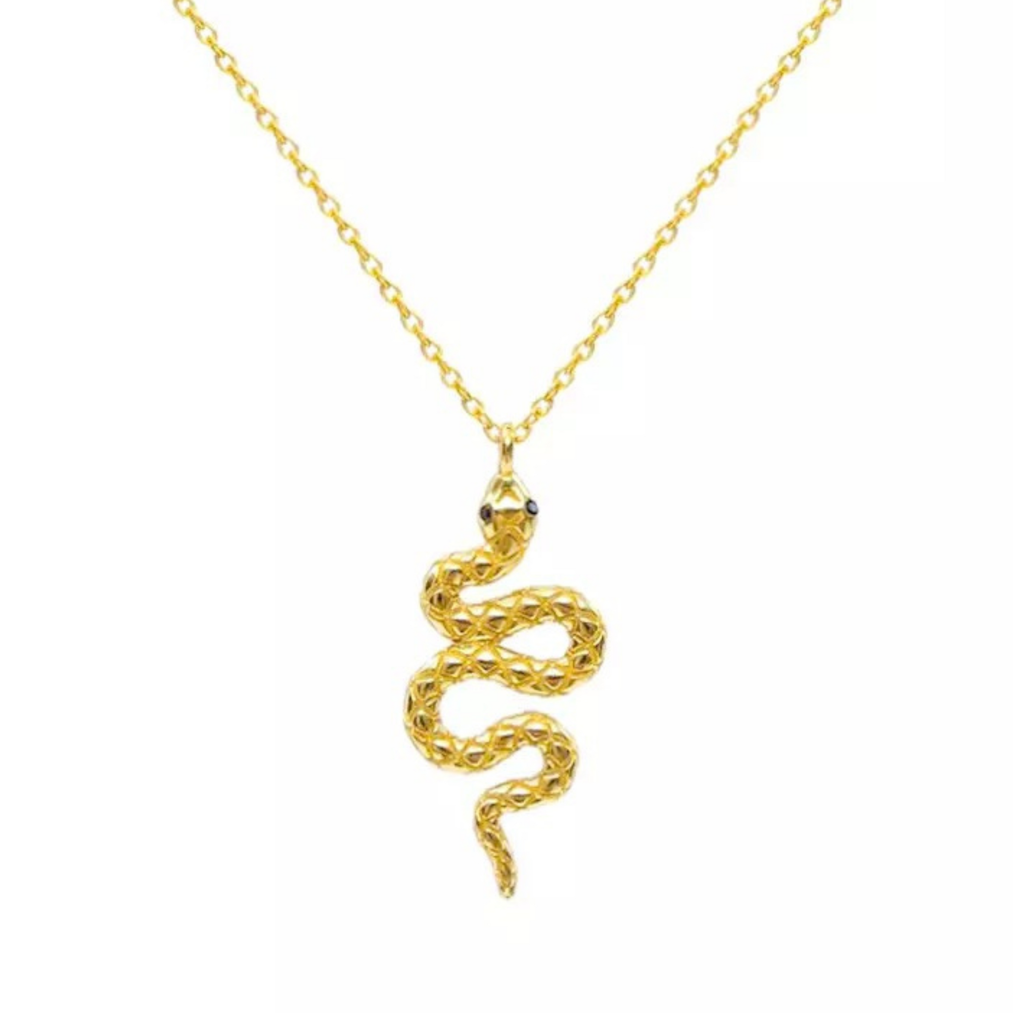 Snake halskæde i guld.   Halskæden er i S925 sterling sølv og forgyldt med 18 karat guld.   Denne halskæde er til dig, der elsker, at spice dit look up med unikke smykker.   Materiale: S925 sterling sølv, forgyldt med 18 karat. 100% nikkelfri.